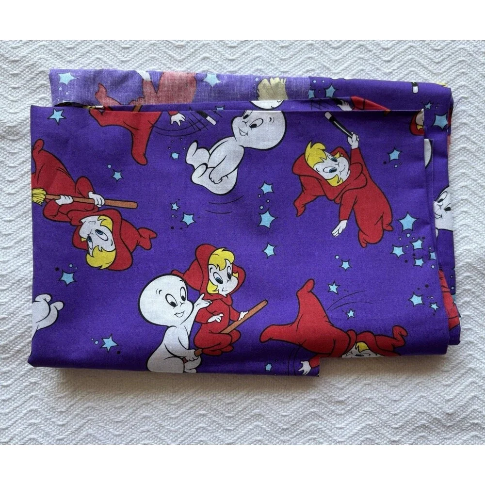 2013 Casper Friendly Ghost Wendy Witch Halloween Fabric Remnant Purple Cotton
